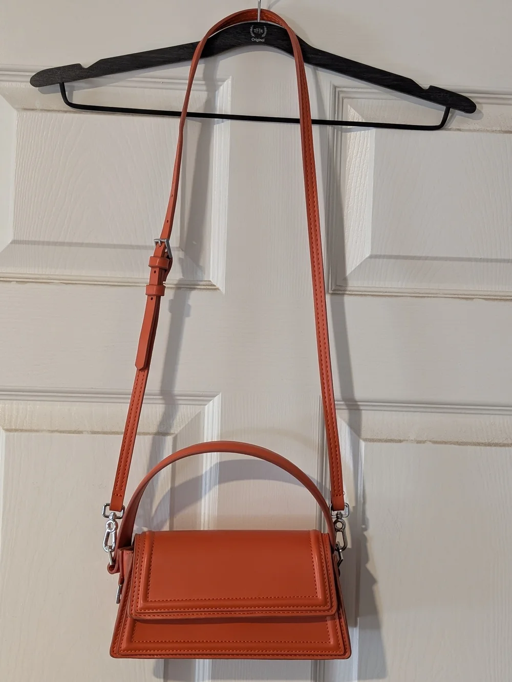 Zara Women's Orange Structured Top-Handle Crossbody Bag